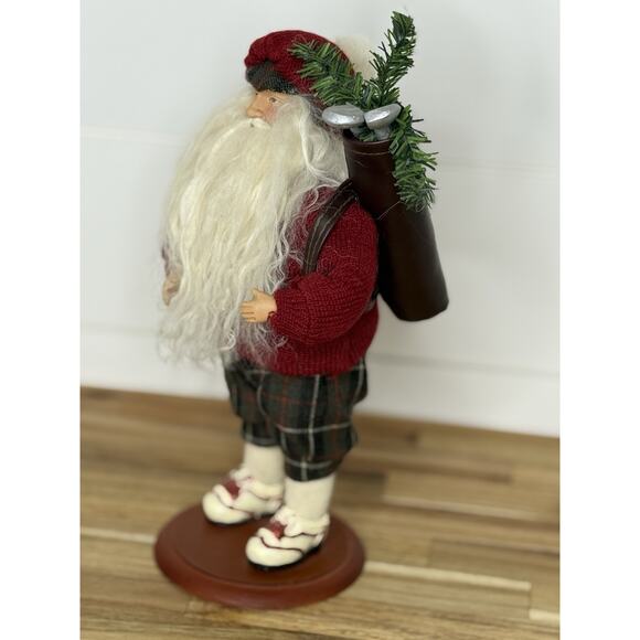Santa Golfer Figurine with Golf Bag, Dressed In Plaid. 11 Inches Tall. - Picture 6 of 8